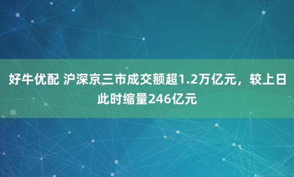 好牛优配 沪深京三市成交额超1.2万亿元，较上日此时缩量246亿元
